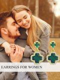wholesale 925 Sterling Silver Malachite Four-Leaf Clover Drop Earrings for Women-0-1