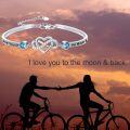 wholesale 925 Sterling Silver Love You to the Moon & Back Adjustable Infinity Heart Bracelet for Women-0-5