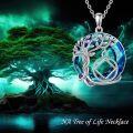 wholesale 925 Sterling Silver Tree of Life Necklace with Blue Crystal and AA/NAA Symbol Pendant for Women-0-5