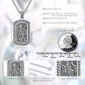 wholesale 925 Sterling Silver Saint Christopher Pendant with Chain and Virgin Mary Medallion Necklace for Men Women 3D Engraved Protection  Set-0-4