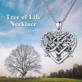 wholesale 925 Sterling Silver Heart-Shaped Celtic Knot Tree of Life Pendant Necklace-0-1