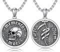 wholesale 925 Sterling Silver Memento Mori Skull Pendant Necklace with 24 Chain-0-0