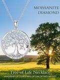 wholesale 925 Sterling Silver & 925 Platinum Plated Heart-Shaped Moissanite Tree Pendant Necklace-0-1