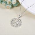 wholesale 925 Sterling Silver Owl on Tree Pendant Necklace with Cubic Zirconia Stones for Women-0-2