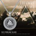 wholesale 925 Sterling Silver Valknut Norse Symbol Pendant Necklace with Rune Circle and Greek Key Design-0-5