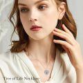 TOUPOP Sterling Silver Topaz Tree Of Life Pendant Necklace-0-1