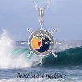 wholesale 925 Sterling Silver Round Compass Abalone Shell Pendant Necklaces for Women Men s 45cm Chain Length-0-5