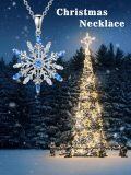wholesale 925 Sterling Silver Cubic Zirconia Snowflake Necklace for Women Christmas Gift 18 Chain-0-4