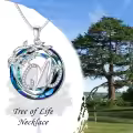 TOUPOP Sterling Silver Blue Crystal Tree Of Life Initial Letter Pendant Necklace-0-2