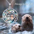 wholesale 925 Sterling Silver Blue Crystal Otter Pendant Necklace for Women Mom Sister Gifts-0-4