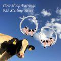 wholesale 925 Sterling Silver Cartoon Cow Hoop Earrings - Adorable Farm Animals  for Girls and Women-0-4