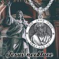 wholesale 925 Sterling Silver Our Lord Jesus Pray for Us Medal Necklace-0-3