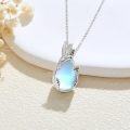 wholesale 925 Sterling Silver Blue Moonstone Hummingbird Pendant Urn Keepsake Necklace for Ashes Memory Jewelry-0-2