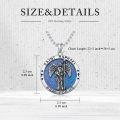wholesale 925 Sterling Silver Blue Opal Saint Raphael Angel Prayer Medal Pendant Necklace -0-5