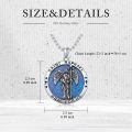 wholesale 925 Sterling Silver Blue Opal Saint Raphael Angel Prayer Medal Pendant Necklace -0-5