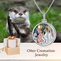 wholesale 925 Sterling Silver Wolf Howling Moon Abalone Shell Cremation Urn Memorial Pendant Necklace-0-4