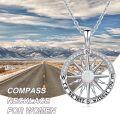 wholesale 925 Sterling Silver Opal Compass Necklace with I'd be lost without you Pendant - Gifts for Women-0-2