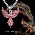 wholesale 925 Sterling Silver Red Turquoise Phoenix Bird Pendant Necklace s for Women and Girls-0-4