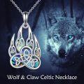 wholesale 925 Sterling Silver Abalone Shell Celtic Knot Wolf Head Pendant Necklace for Women Gifts-0-2