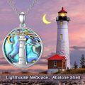 wholesale 925 Sterling Silver Lighthouse Pendant Necklace with Abalone Shell and Funnel Fillers Set-0-5