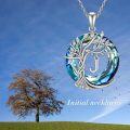 wholesale Sterling Silver Crystal Tree of Life Initial Necklace Mother s Day Gift - Rhodium Plated-0-75