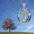 wholesale 925 Sterling Silver Blue Crystal Tree of Life Initial Necklace Family Letter Pendant Birthday Mother s Day Gifts for Her-0-75