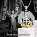TOUPOP 925 Sterling Silver Saint Michael Necklace For Men Women-0-1