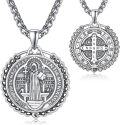 wholesale 925 Sterling Silver Saint Benedict Medal Pendant Necklace for Men & Women - Catholic Religious s-0-0