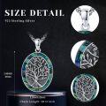 wholesale 925 Sterling Silver Abalone Shell Tree of Life Oval Pendant Necklace s for Women-0-1