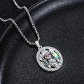 wholesale 925 Sterling Silver Cowboy Skull Pendant with Abalone Shell Gothic Halloween Jewelry for Women and Men -0-2