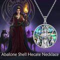 wholesale 925 Sterling Silver Abalone Shell Hecate Triple Moon Goddess Wolf Pendant Necklace-0-4