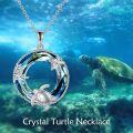 wholesale 925 Sterling Silver Blue Crystal Sea Turtle Starfish Pendant Necklace-0-5