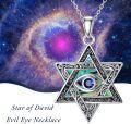 wholesale 925 Sterling Silver Opal Evil Eye Star of David Pendant Necklace-0-2