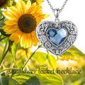 wholesale 925 Sterling Silver Blue Crystal Heart Sunflower Locket Necklace for Women-0-4