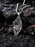 wholesale 925 Sterling Silver Black Enamel Horse Head Celtic Knot Pendant Necklace for Men-0-4