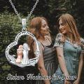 wholesale 925 Sterling Silver Heart Moon Sisters Forever My Friend Pendant Necklace for Women-0-2