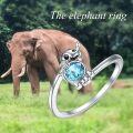 TOUPOP Sterling Silver Elephant Ring with Stone Jewelry Gift for Women-0-1