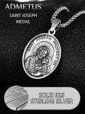 wholesale 925 Sterling Silver St Joseph Protect Us Pendant Necklace for Men with Cross and 3+2 Extender Chain-0-3