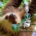 wholesale 925 Sterling Silver & Austrian Crystal Smiling Sloth Charm - Hypoallergenic, Nickel-Free, SGS Certified - Pandora Compatible Jewelry Gift (14x7mm)-0-4