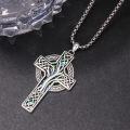 wholesale 925 Sterling Silver Celtic Cross with Tree of Life and Abalone Shell Inlay Pendant Necklace for Men & Women-0-1