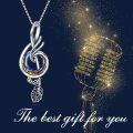 wholesale TOUPOP Music Gifts Sterling Silver Phoenix Music Pendant Necklace With Circle Crystal Musical Notes Jewelry Gifts For Women Girls Student Teacher Birthday Christmas Mothers Day -0-4