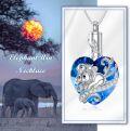 wholesale 925 Sterling Silver Blue Crystal Heart Elephant Urn Pendant Necklace for Ashes Keepsake s for Women-0-4