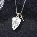 wholesale 925 Sterling Silver Saint Christopher Shield Pendant Necklace With Cross Charm-0-2