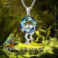 wholesale 925 Sterling Silver Blue Crystal Frog Pendant Necklace-0-5