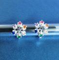 wholesale 925 Sterling Silver Multicolor Crystal Snowflake Huggie Hoop Earrings for Women -0-2