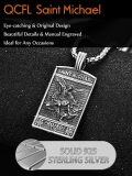 wholesale 925 Sterling Silver St Michael's Medal Pendant Necklaces - Mens Religious Catholic Patron Saint Charm s for Him-0-3