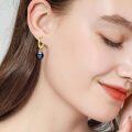 wholesale 925 Sterling Silver Black Pearl Drop Hoop Earrings for Women-0-1