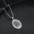 wholesale 925 Sterling Silver Turquoise Stone St Raphael Angel Prayer Medal Necklace Pendant-0-1