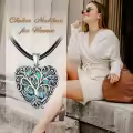 wholesale 925 Sterling Silver Heart Tree of Life Pendant on Black Leather Cord Necklaces Wholesale for Women-0-4
