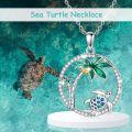 wholesale 925 Sterling Silver Opal Sea Turtle & Palm Tree Necklace for Women-0-4